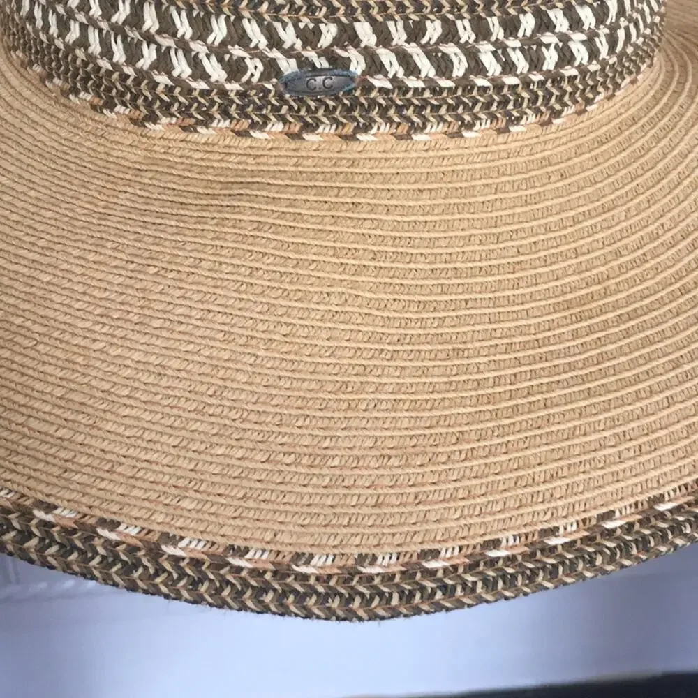 C. C adjustable size wide brim beach summer sun hat